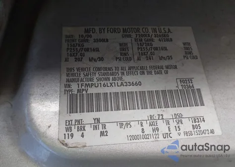 2001 Ford Expedition Xlt из США, поврежденный, VIN 1FMPU16LX1LA33660